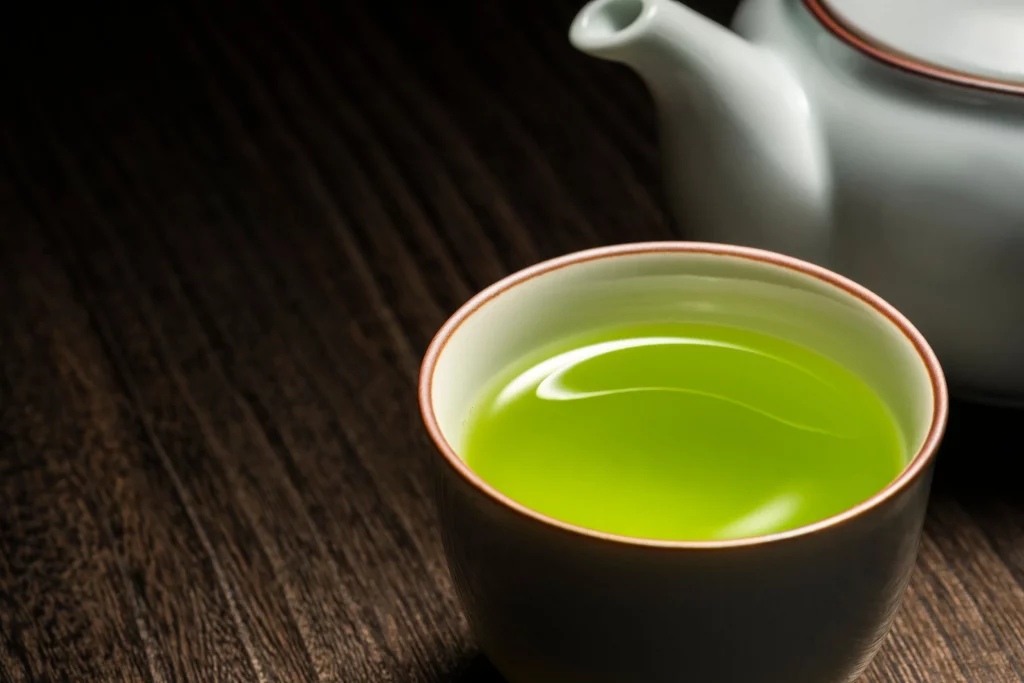 a cup of green tea