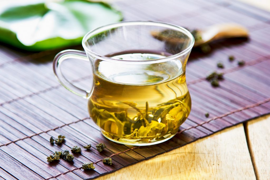 a cup of green tea