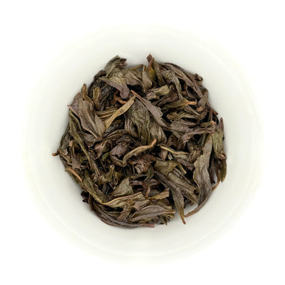 imperial red robe (da hong pao) tea leaves after being infused